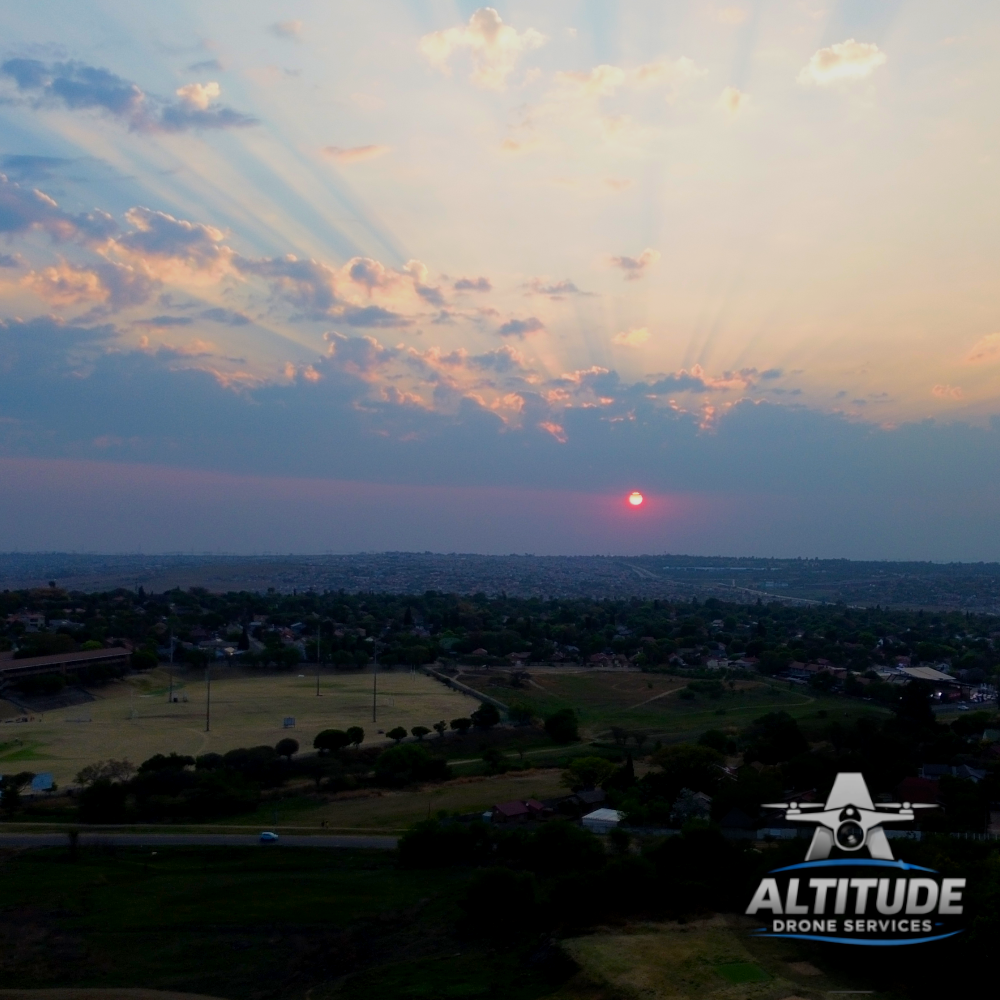 Aerial sunset landscape